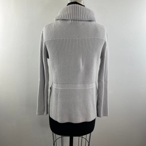 SURE FEEL Gray Ribbed Wool? Long Sleeve Cowl Neck Pullover Knit Sweater S M? - Picture 5 of 7